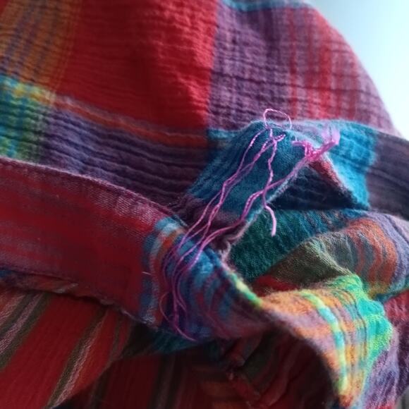 Lauren Ralph Lauren Plaid Cold Shoulder Top 2X - Picture 4 of 7